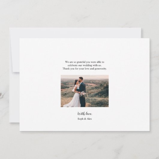 Chic Blue en white Script Weddenschap Bedankt (Achterkant)