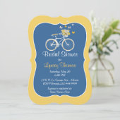 Chic Blue en Yellow Bridal Shower Invitation Kaart (Staand voorkant)