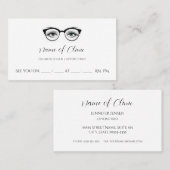 Chic Blue Eye bril Oogonderzoek Afspraak Afsprakenkaartje (Voorkant / Achterkant)