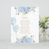 Chic Blue Floral Balloons Baby shower Zitbord (Staand voorkant)