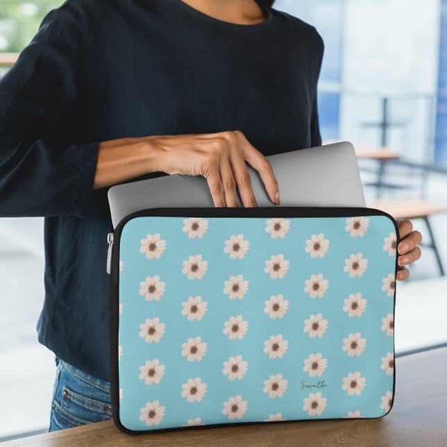 Chic Blue Floral Laptop Sleeve (Creator heeft geüpload)