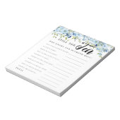 Chic Blue Floral Spoel het spel van het Vrijgezell Notitieblok (Linkerzijde)