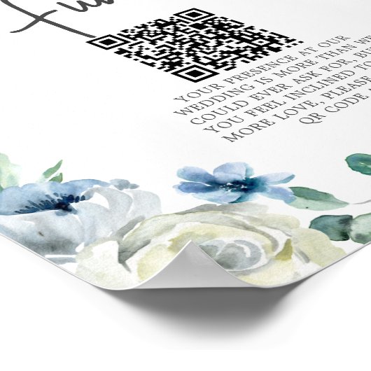 Chic Blue Floral Spring Wedding Honeymoon Fonds Poster (Hoek)