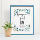 Chic Blue Floral Spring Wedding Honeymoon Fonds Poster
