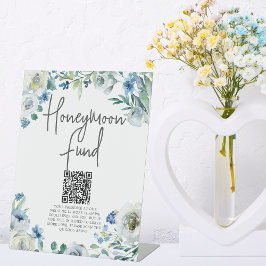 Chic Blue Floral Spring Wedding Honeymoon Fonds Reclamebord Met Voetstuk