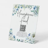 Chic Blue Floral Spring Wedding Honeymoon Fonds Reclamebord Met Voetstuk (Voorkant)