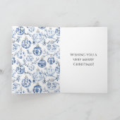 Chic Blue Floral Truck Kerstboom Kaart (Binnen)