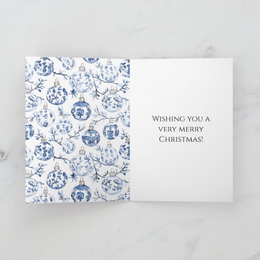 Chic Blue Floral Truck Kerstboom Kaart (Binnen)