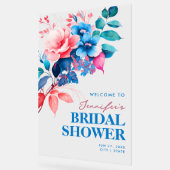 Chic Blue Floral Waterverf Vrijgezellenfeest Welko Acryl Bord (Hoek)