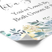 Chic Blue Floral Wedding Ceremony Pick a Seat Sign Poster (Hoek)