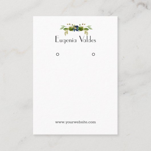 Chic Blue Flower Earring Display Visitekaartje (Voorkant)