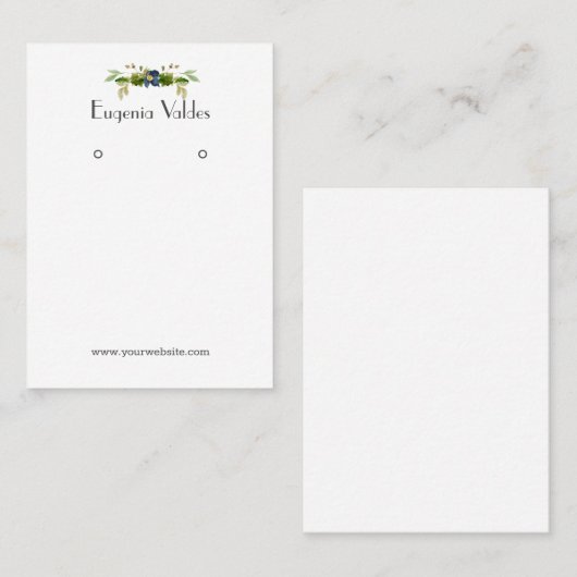 Chic Blue Flower Earring Display Visitekaartje (Voorkant / Achterkant)