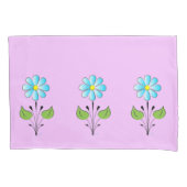 Chic Blue Flower Pattern Lila Yellow Cute Kussensloop (Voorkant)