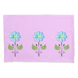 Chic Blue Flower Pattern Lila Yellow Cute Kussensloop