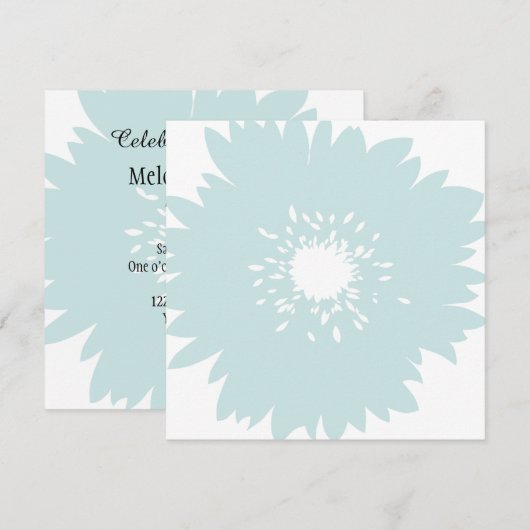 Chic Blue Flower Verjaardag Kaart (Voorkant / Achterkant)