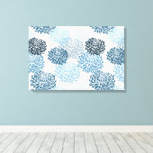 Chic Blue Flowers Canvas Afdruk (Insitu (Houten vloer))