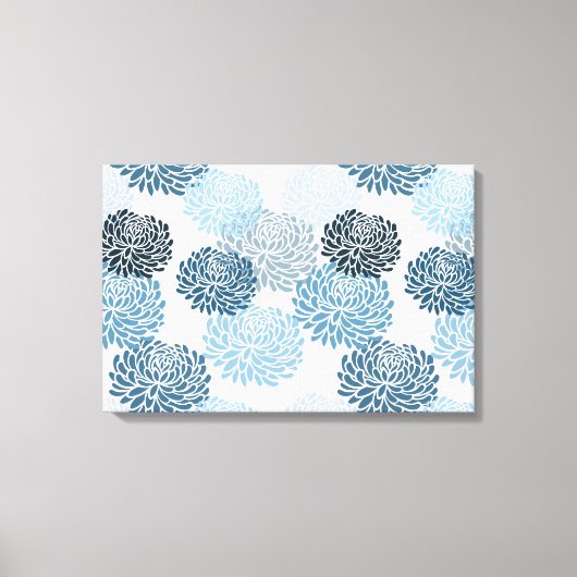Chic Blue Flowers Canvas Afdruk (Voorkant)