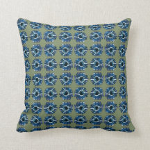 Chic Blue Flowers Patroon met Olive Green