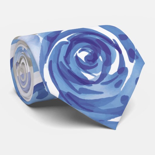 Chic blue flowers stropdas (Opgerold)