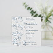 Chic Blue Foliage Bridal Shower Kaart (Staand voorkant)