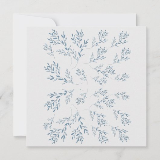 Chic Blue Foliage Bridal Shower Kaart (Achterkant)