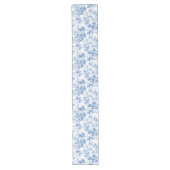Chic Blue French Toile Roses Floral Table Runner Lange Tafelloper (Voorkant)