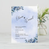 Chic Blue Garden bruiloft uitnodiging (Staand voorkant)