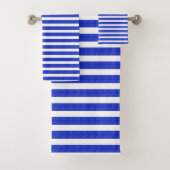 Chic Blue Geometric Stripes Bad Handdoek (Insitu)