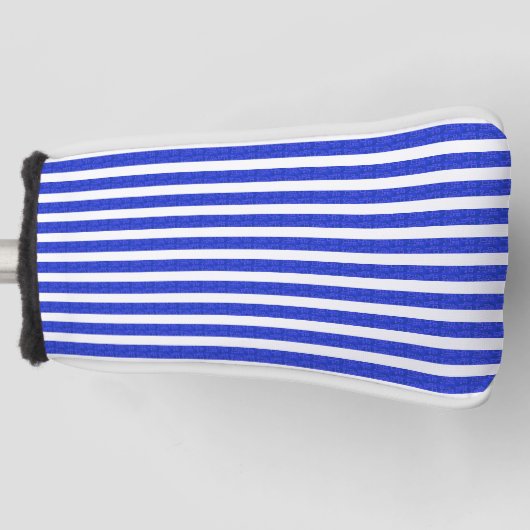 Chic Blue Geometric Stripes Golf Head Hoesje Golfheadcover (Voorkant)