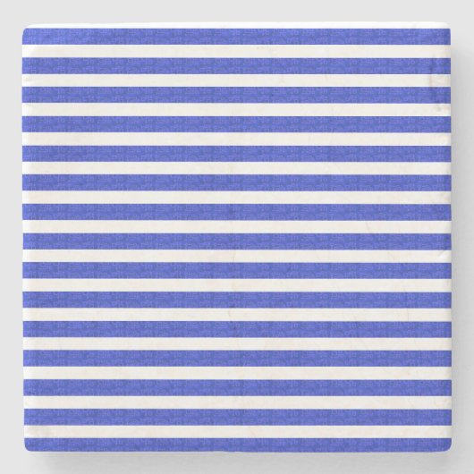 Chic Blue Geometric Stripes Stenen Onderzetter (Voorkant)