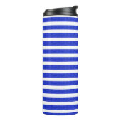 Chic Blue Geometric Stripes Thermosbeker (Gedraaid links)