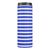 Chic Blue Geometric Stripes Thermosbeker (Achterkant)