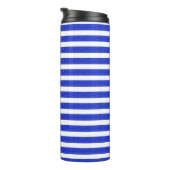 Chic Blue Geometric Stripes Thermosbeker (Geroteerd rechts)