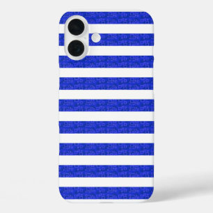 Chic Blue geometrische strepen iPhone 16 Plus Hoesje