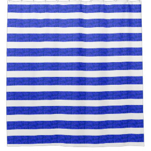 Chic Blue geometrische strepen Douchegordijn