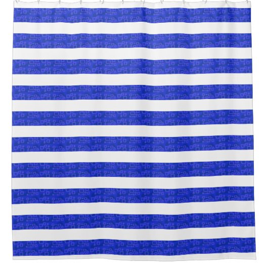 Chic Blue geometrische strepen Douchegordijn (Voorkant)
