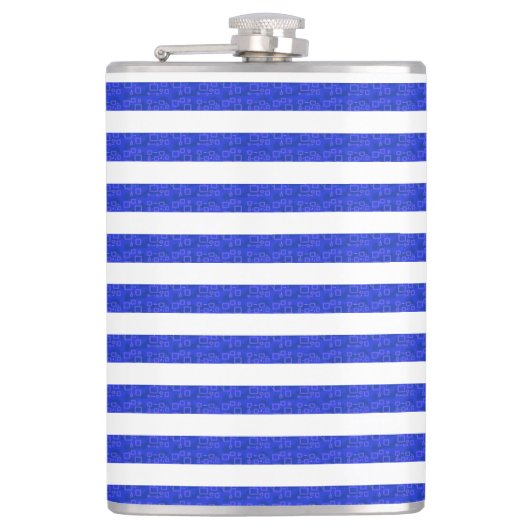Chic Blue geometrische strepen Heupfles (Voorkant)