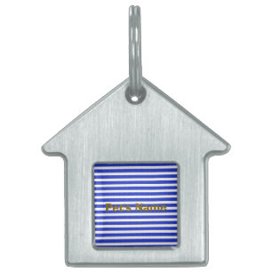 Chic Blue geometrische strepen Huisdieren Naamplaatje