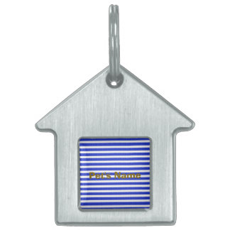 Chic Blue geometrische strepen Huisdieren Naamplaatje