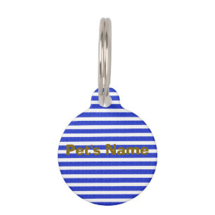 Chic Blue geometrische strepen Huisdierpenning