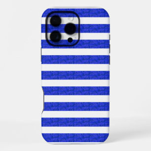 Chic Blue geometrische strepen iPhone 16 Pro Max Hoesje