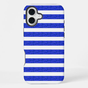 Chic Blue geometrische strepen iPhone 16 Plus Hoesje