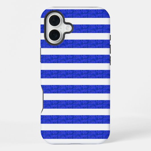 Chic Blue geometrische strepen iPhone Hoesje (Achterkant)