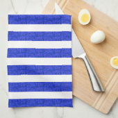 Chic Blue geometrische strepen Theedoek (Quarter Fold)