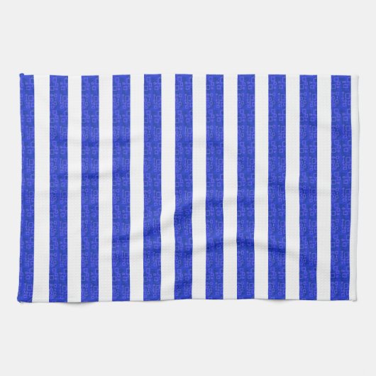 Chic Blue geometrische strepen Theedoek (Horizontaal)