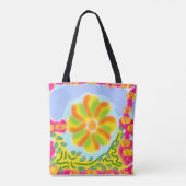 Chic Blue geometrische strepen Tote Bag (Achterkant)