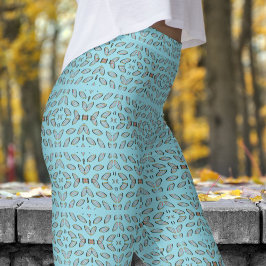 Chic Blue gespiegeld Helix patroon Leggings