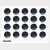 Chic Blue Glitter Agate Geode Monogram zwart Ronde Sticker (Vel)