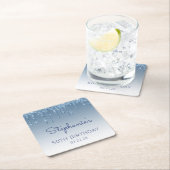 Chic Blue Glitter Drip 50th Birthday Party Kartonnen Onderzetters (Insitu)