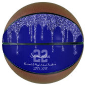 Chic Blue Glitter Drivers Naam Team Nummer jaar Basketbal (Voorkant)